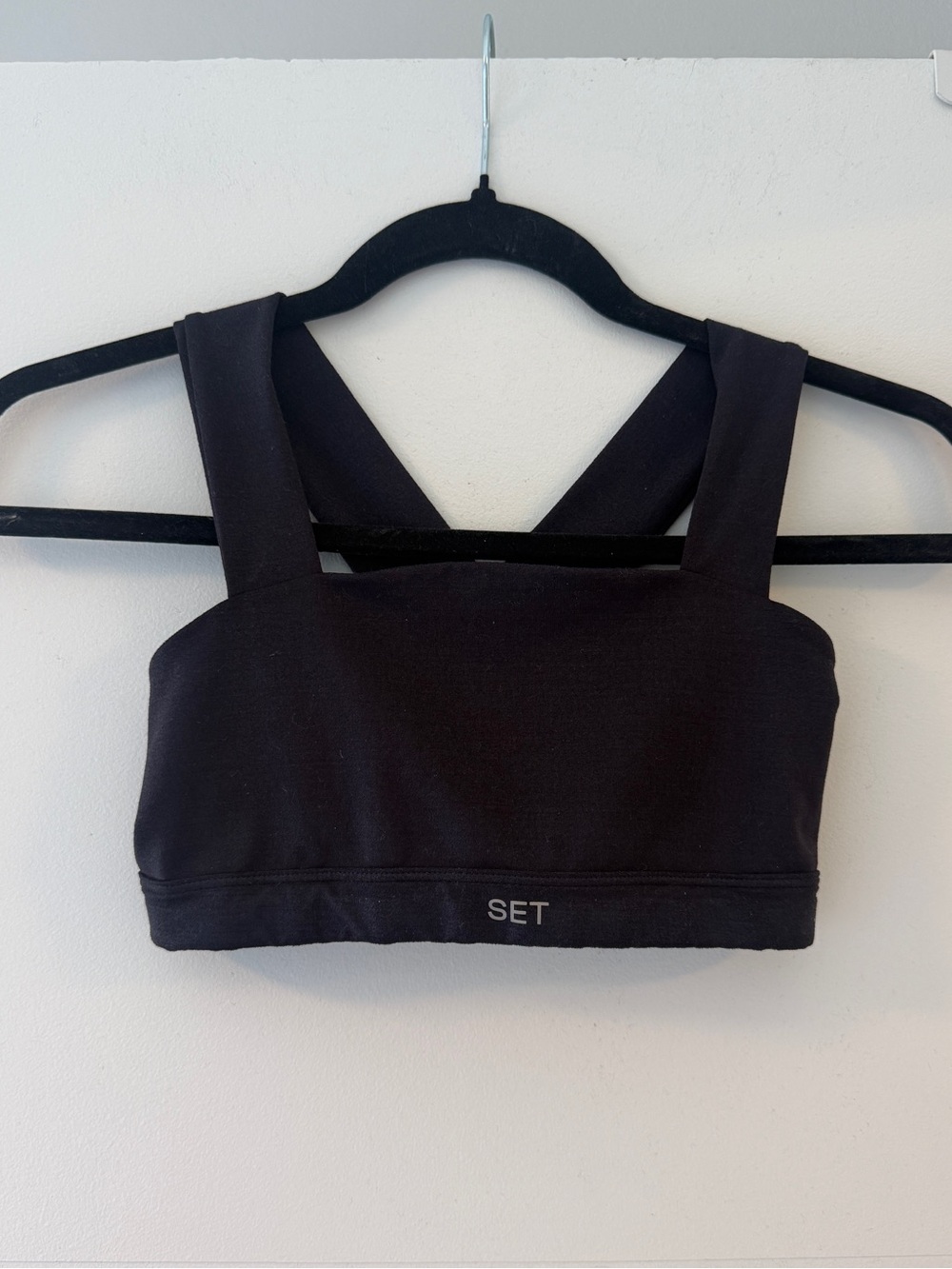 SET Active Black Square Neck Cross Back Sports Bra S